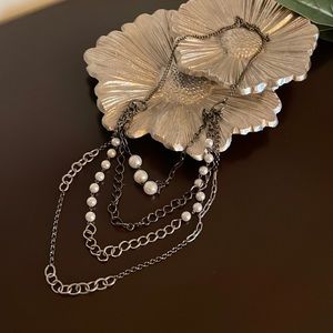Bead and chain multi strand necklace